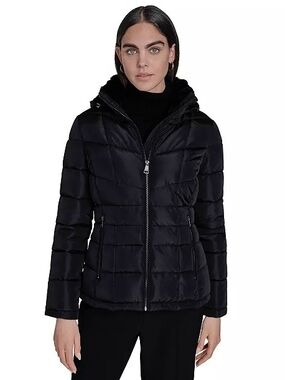 NWT Calvin Klein Hooded Puffer Jacket Black Size Large